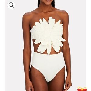White 3-D Floral Bikini
